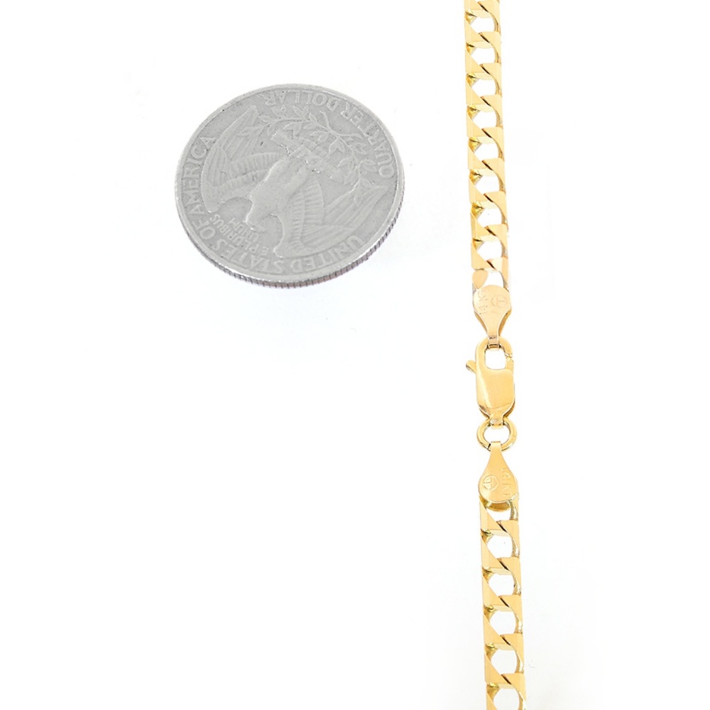 14K Yellow Gold Square Curb Link 20 Inch Chain - Picture 2 of 6